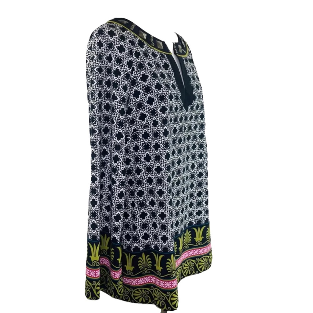 Nicole by Nicole Miller Large Tunic Top Studded V-neck Multi Color And Patterns - Picture 6 of 12